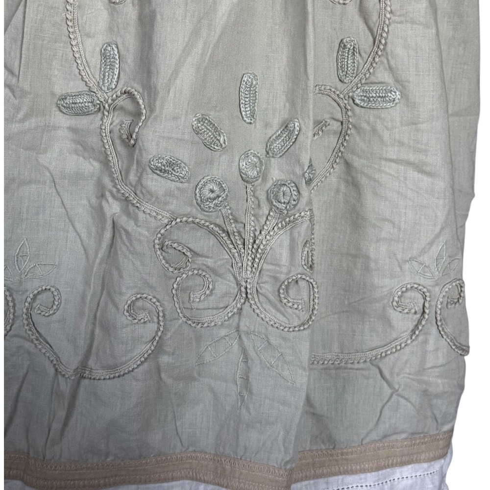 Ann Taylor LOFT Petites Embroidered Linen Blend Lace Trim Skirt Sage Green 6P - Picture 4 of 5